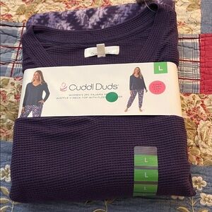 Cuddl Duds Deep Purple Waffle Knit Top